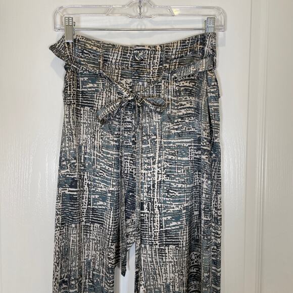 Johnny Was Pete & Greta Silk Straight Leg Pants Belted Printed S - Picture 2 of 7